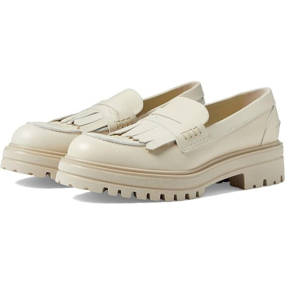 LA Canadienne "Richie" Ivory Loafer slip on sz 36.5 Ladies NEW fringe - Picture 1 of 8